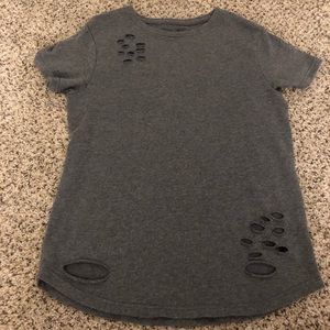 Grey Distressed Oversized T-shirt